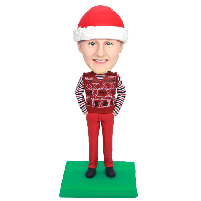 Christmas Male In Christmas Sweater Custom Figure Bobbleheads