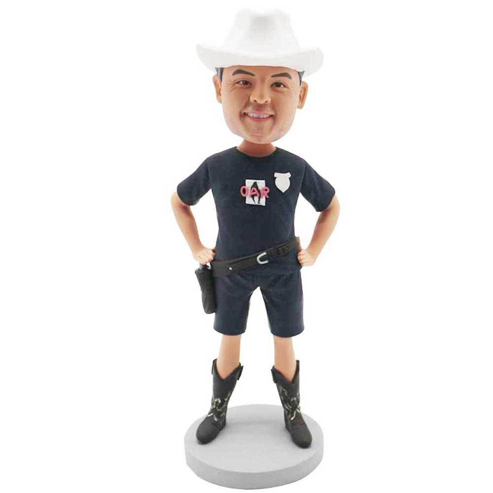 Cool Cowboy Male With Cowboy Hat Custom Figure Bobblehead