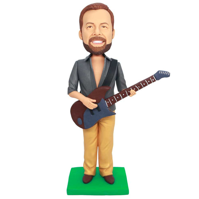 Cool Male Guitarist in Casual Clothes Custom Figure Bobbleheads