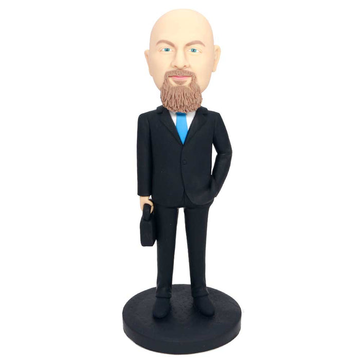Cool Suits Office Man With Briefcase Boss Gift Custom Figure Bobbleheads