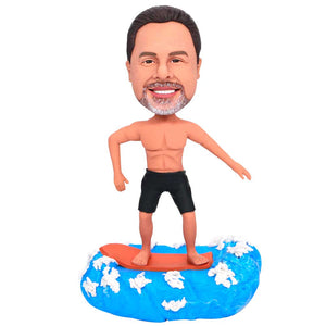 Cool Surf Male With Red Surfboard Custom Bobbleheads