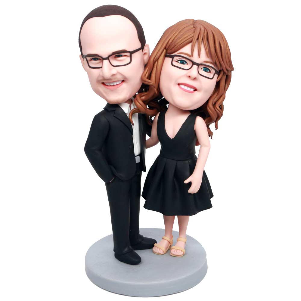 Couple In Black Dress Custom Figure Bobbleheads