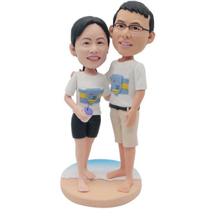 Couple In Casual T-shirt Custom Figure Bobbleheads