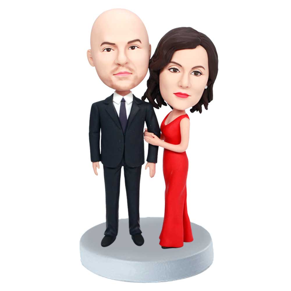 Couple In Dresses And Suits Custom Figure Bobbleheads