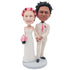 Happy Bride And Groom Custom Wedding Bobblehead Cake Topper 