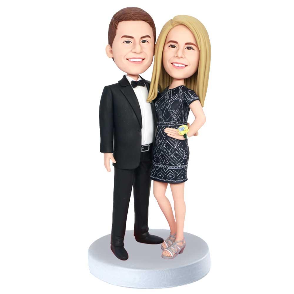 Couple In Suit And Dress Custom Figure Bobbleheads