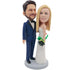 Sweet Groom and Bride Custom Wedding Bobbleheads Cake Topper