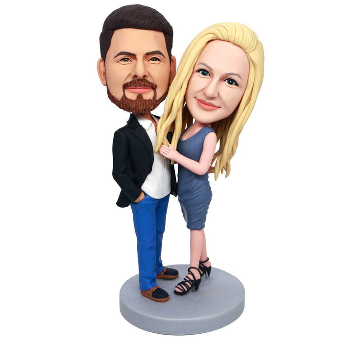 Couple In Suits And Skirts Custom Figure Bobbleheads