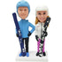 Couple Skier In Professional Ski Suit With Ski Board Custom Figure Bobbleheads
