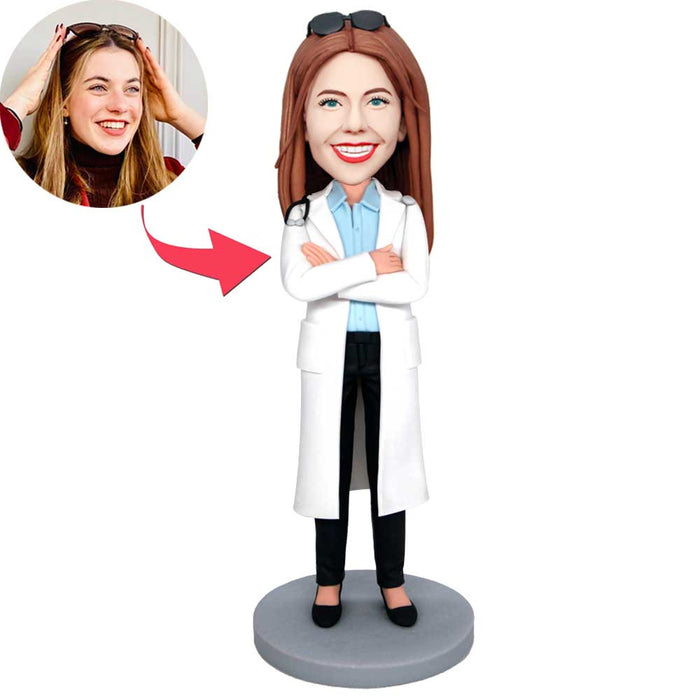 Crossed Arms Female Doctor Physician Custom Figure Bobbleheads