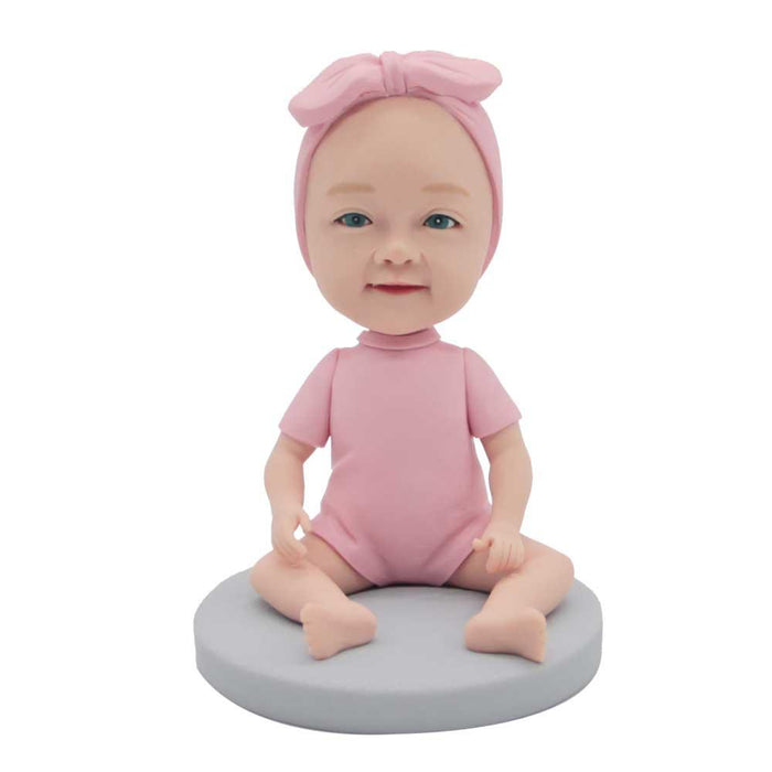 Cute Baby In Pink Jumpsuit Custom Figure Bobbleheads