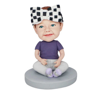 Cute Baby In Purple T-Shirt With A Bow Tiara Custom Figure Bobbleheads