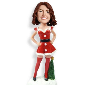 Cute Female with Christmas Dress Custom Figure Bobblehead