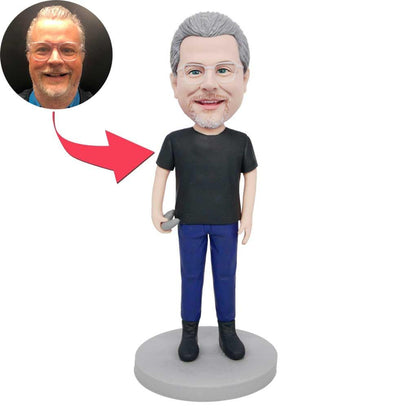Cute Gamer Boy with Gamepad Custom Figure Bobbleheads