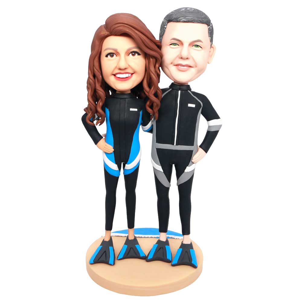 Diving Lovers Marine Beach Couple Custom Figure Bobbleheads