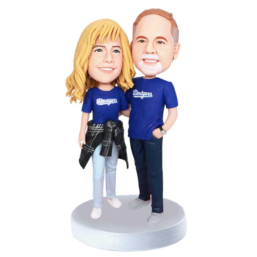 Dodgers Baseball Fans Couple Custom Couple Bobbleheads