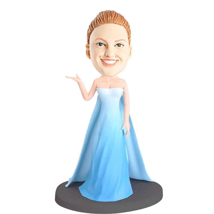 Elegant Princess In Blue Dress Custom Bobblehead