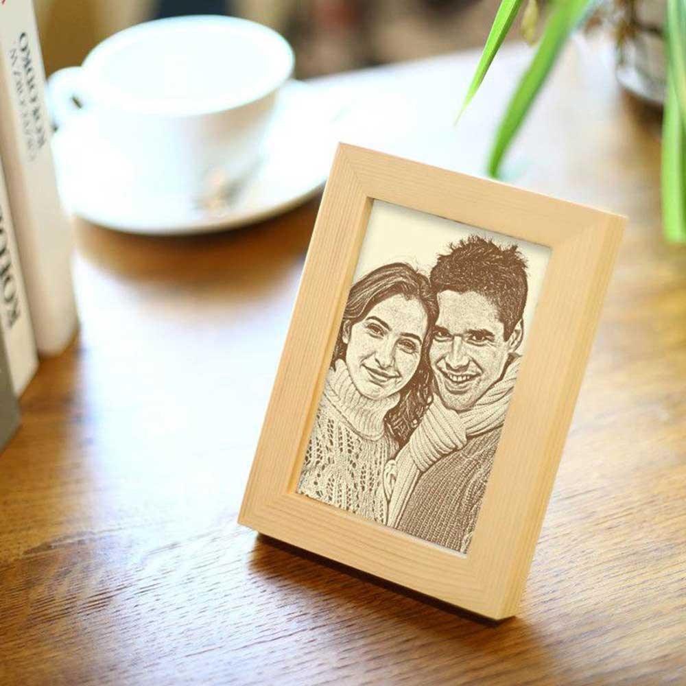 Engraved Custom Wooden Photo - Figure Bobblehead