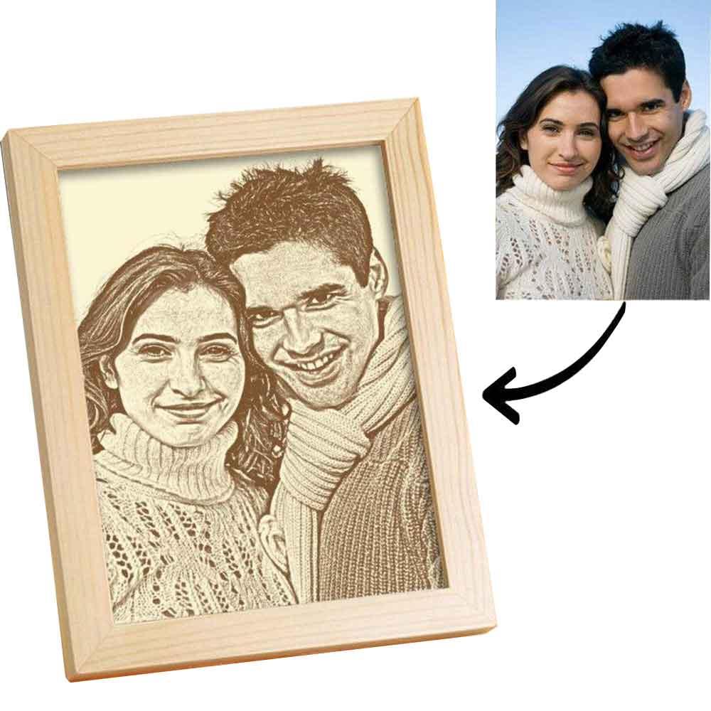 Engraved Custom Wooden Photo - Figure Bobblehead