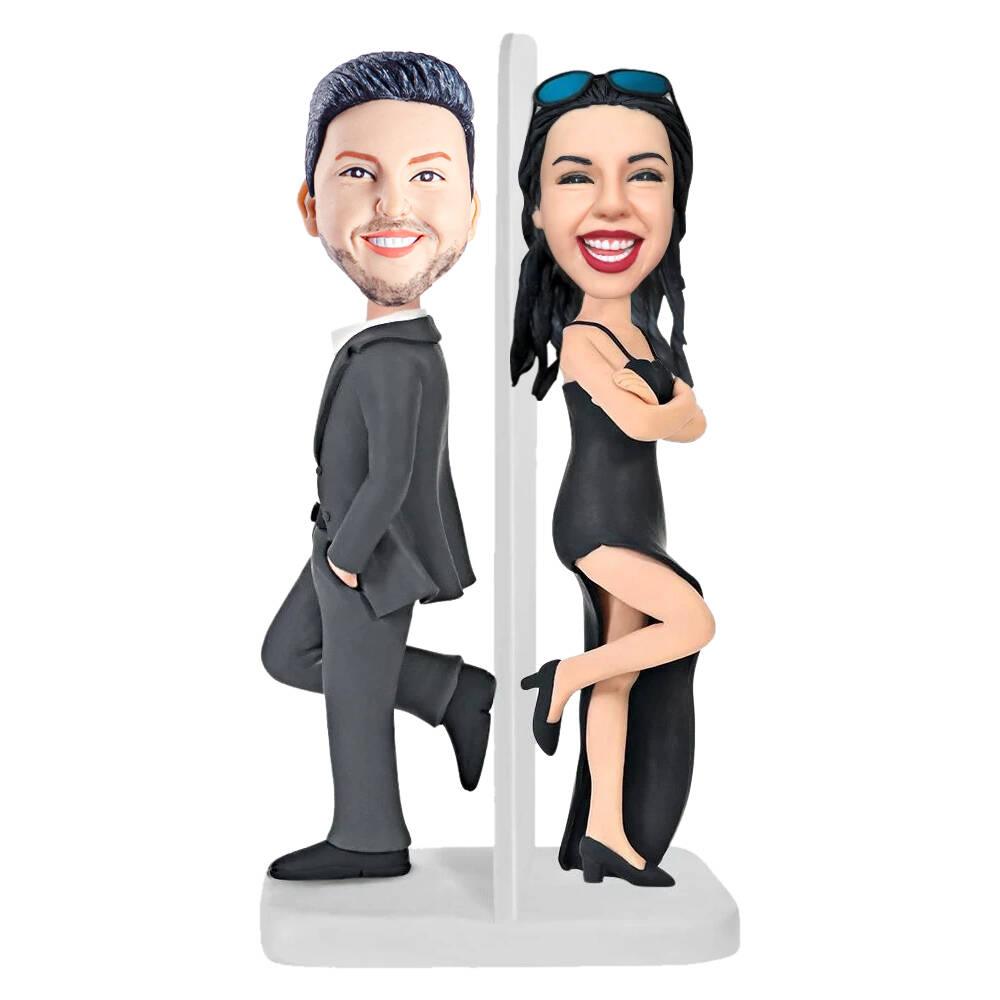 Fashion Back To Back Couple Custom Figure Bobblehead - Figure Bobblehead