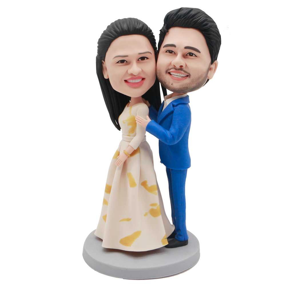 Fashionable Couple In Dress And Suit Custom Figure Bobblehead