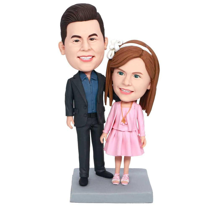 Father And Beautiful Daughter Custom Figure Bobbleheads