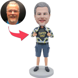 Father's Day Gifts Male In Plaid Shirt Custom Figure Bobbleheads