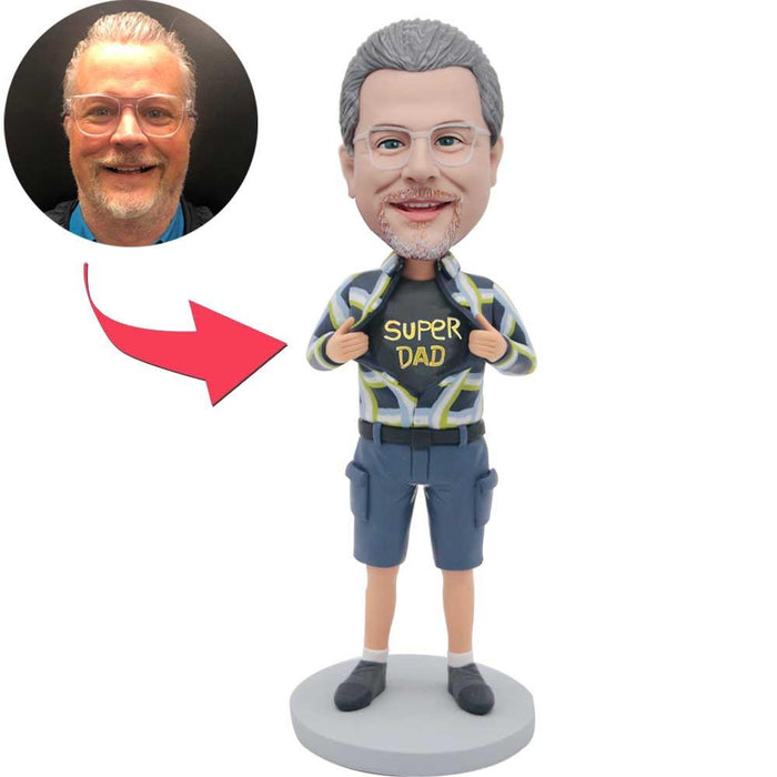 Father's Day Gifts Custom Dad Bobblehead In Plaid Shirt