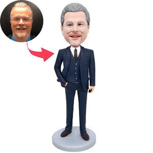 Father's Day Gifts Male Boss In Suit Holding A Cell Phone Custom Figure Bobbleheads