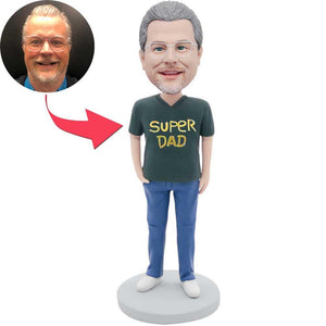 Father's Day Gifts Male In Green T-shirt And Blue Jeans Custom Figure Bobbleheads