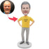 Father's Day Gifts Male In Yellow T-shirt And Hands On Hips Custom Figure Bobbleheads