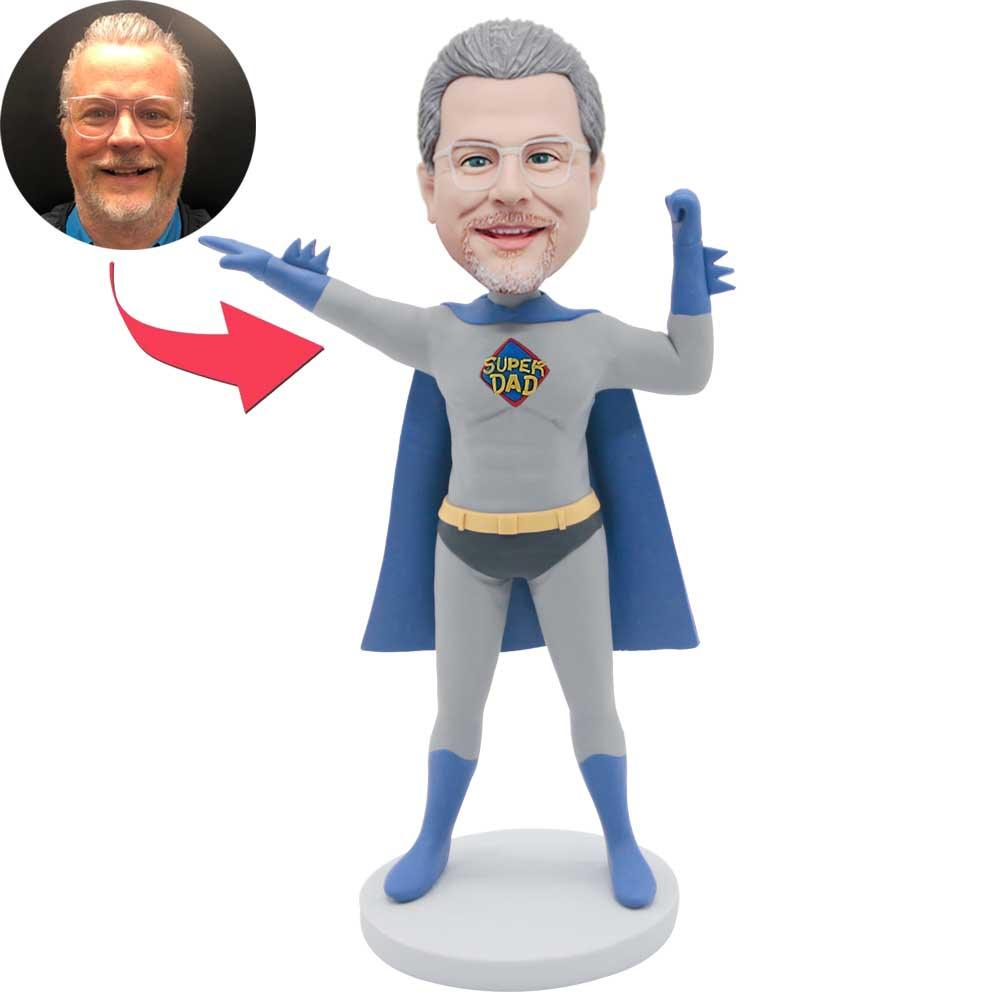 Father’s Day Gifts Super Dad With Blue Cloak Custom Figure Bobbleheads