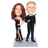 Fbi Agent Couple In Black Uniform And Holding A Gun Custom Figure Bobbleheads