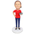Female Accountant In Red T-shirt With A Calculator Custom Figure Bobbleheads