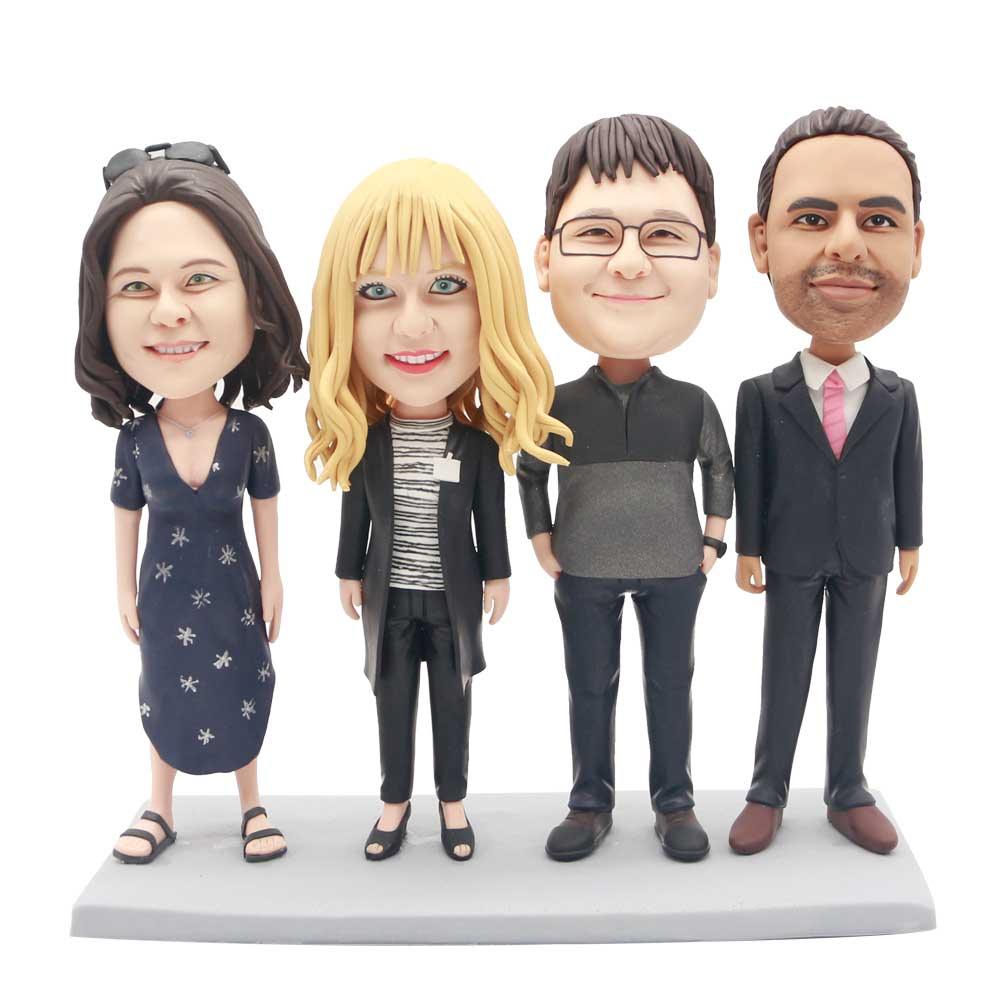 Female And Her Three Friends Custom Family Bobblehead