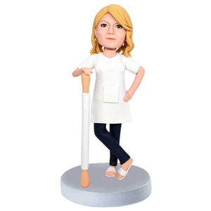 Female Baker With A Rolling Pin Custom Figure Bobbleheads