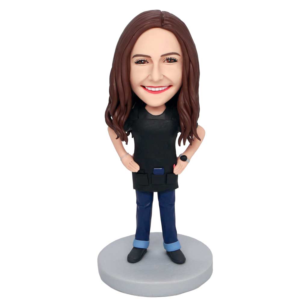 Female Barber Hands On Hips Custom Figure Bobbleheads