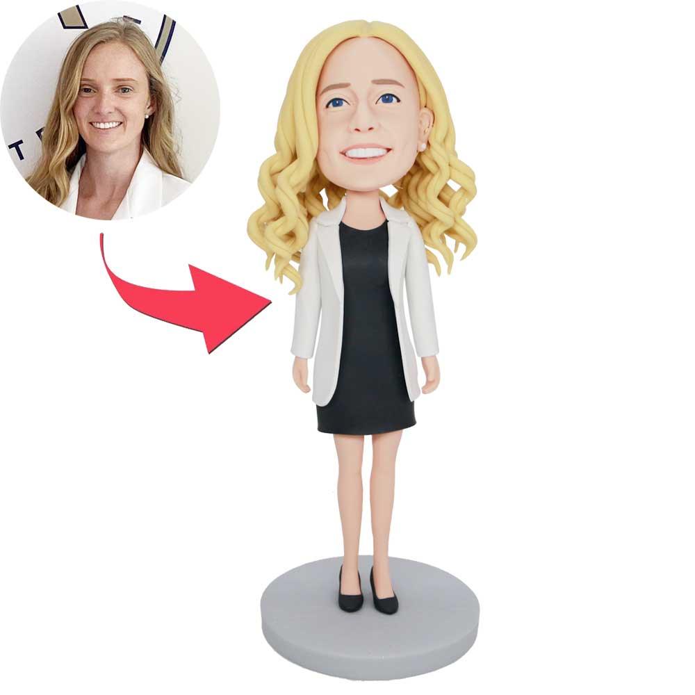 Female Boss In Black Skirt And White Blazer Custom Figure Bobbleheads