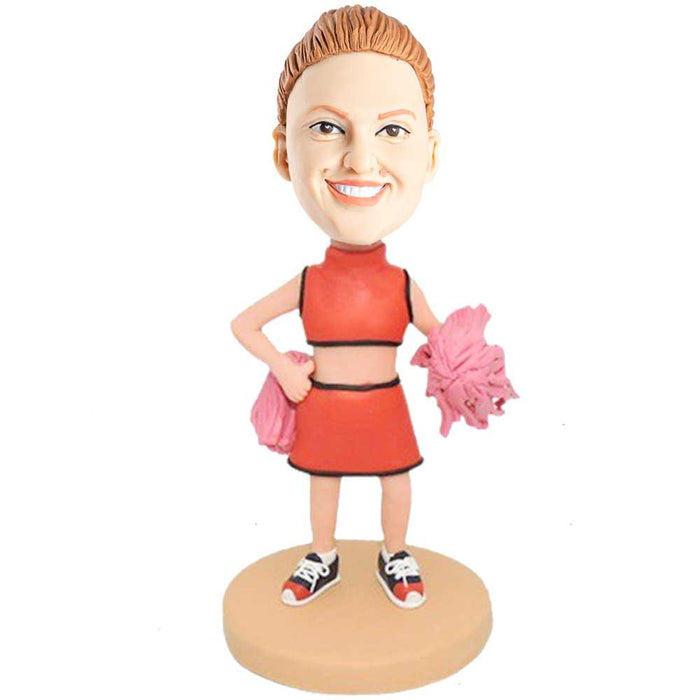 Female Cheerleader In Red Skirt Custom Figure Bobblehead