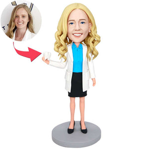 Female Dentist Holding Teeth Custom Figure Bobbleheads