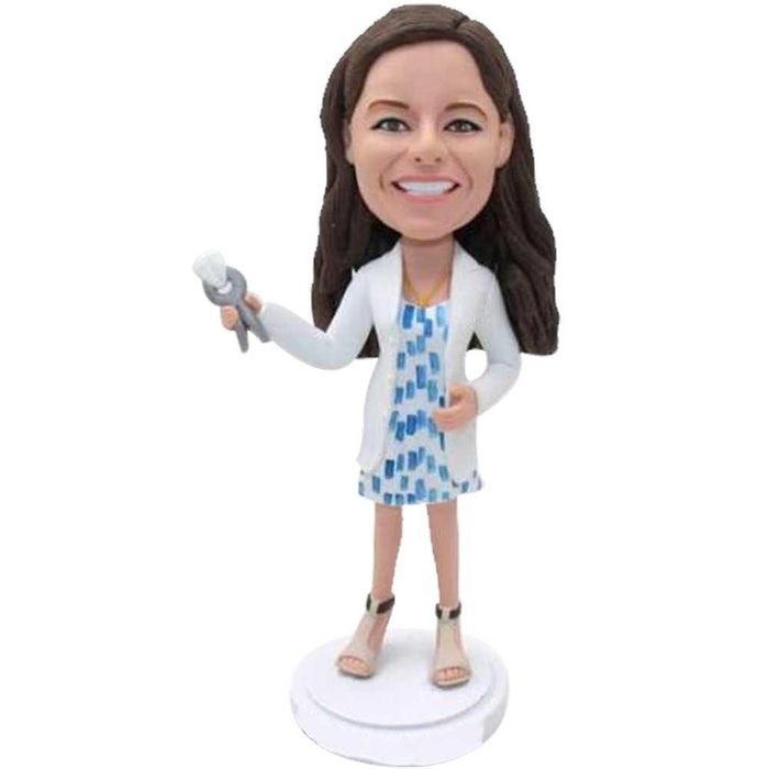 Female Dentist In White Coat Custom Figure Bobblehead