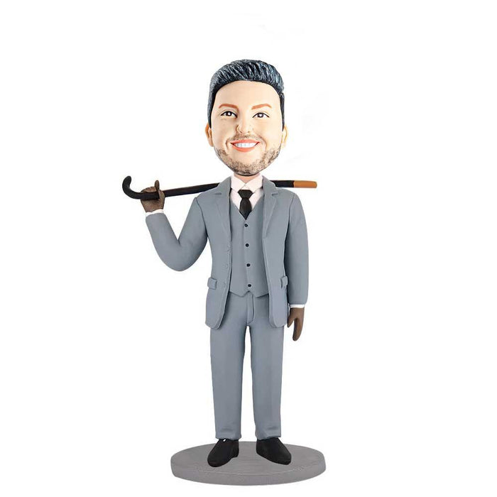 Male Detective in Suit with Cane Custom Figure Bobblehead