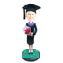 Female Graduate In Black Gown And Holding Flowers Custom Graduation Bobblehead