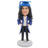 Female Graduates In Dark Blue Gown And Her Hands Rested On Her Hips Custom Graduation Bobblehead