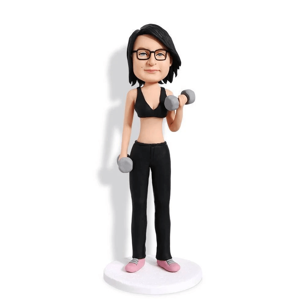 Female Gym Dumbbell Custom Figure Bobblehead