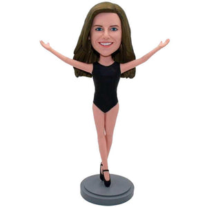 Female Gymnast In Black Gym Suit Custom Figure Bobblehead