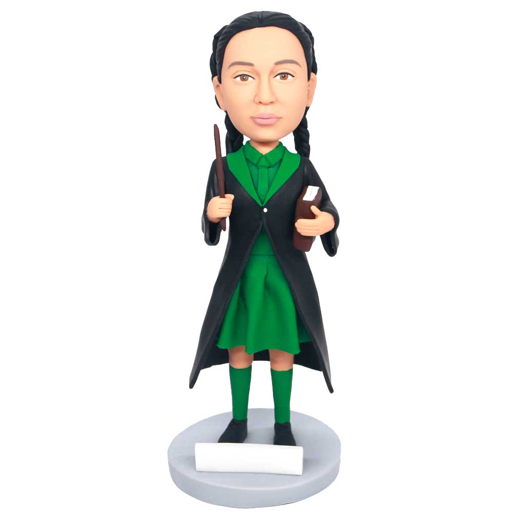 Female Harry Potter In Green Skirt Custom Figure Bobbleheads