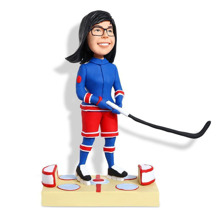 Female Ice Hockey Goalie Custom Figure Bobblehead