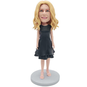 Female In Black skirt Custom Figure Bobbleheads - Figure Bobblehead