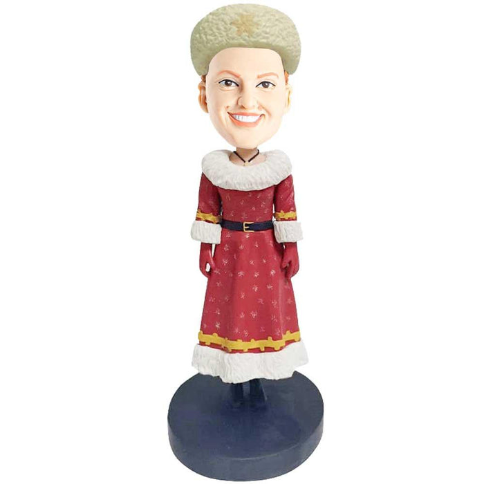 Female In Christmas Dress Wearing A Hat Custom Figure Bobbleheads